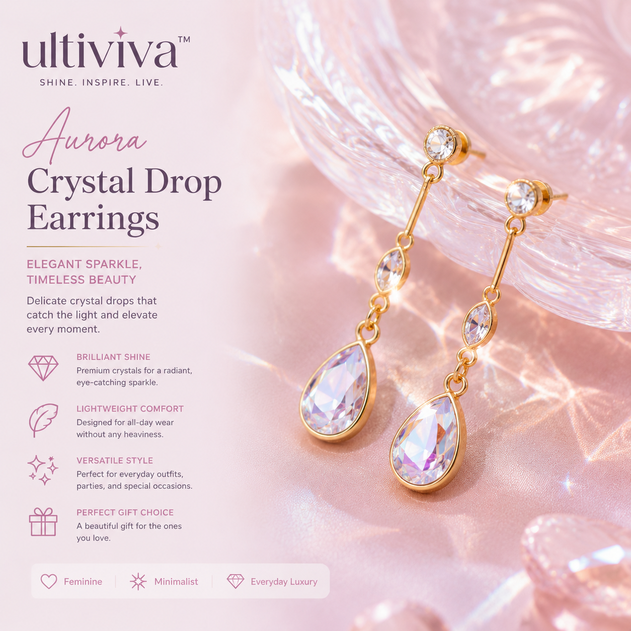 Ultiviva™ Aurora Crystal Drop Earrings