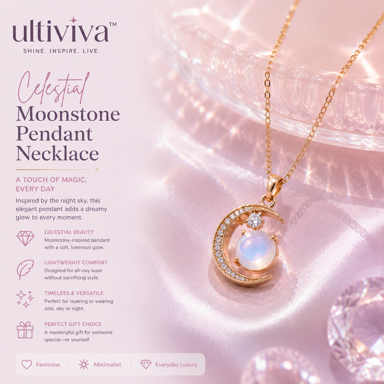 Ultiviva™ Celestial Moonstone Pendant Necklace