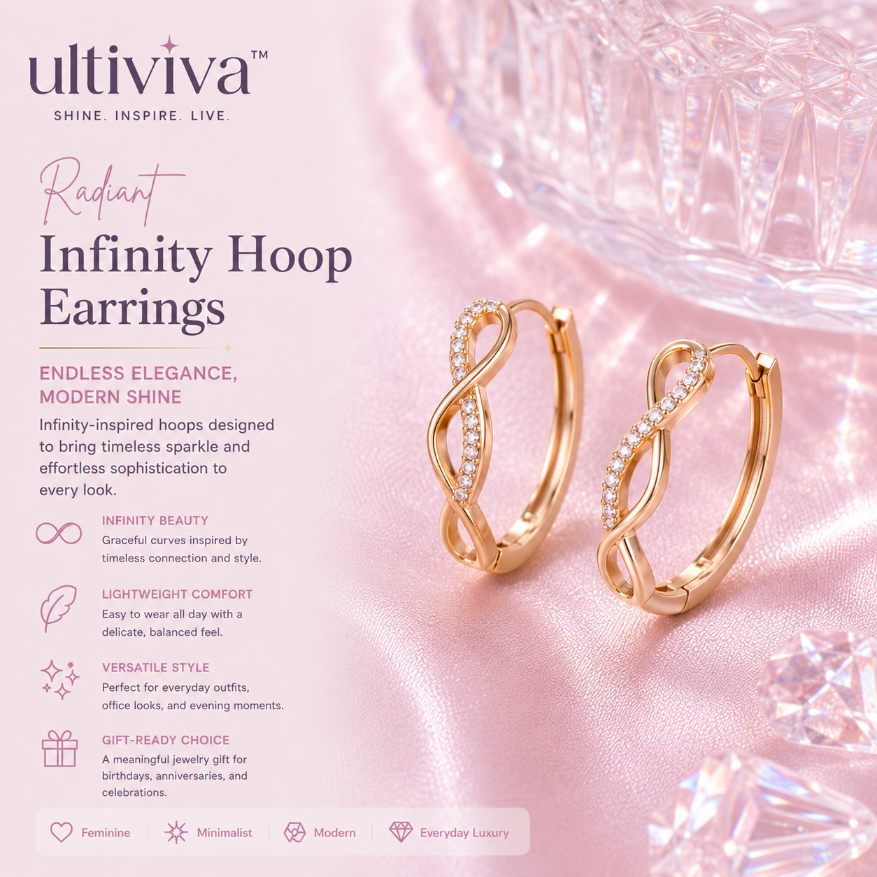 Ultiviva™ Radiant Infinity Hoop Earrings