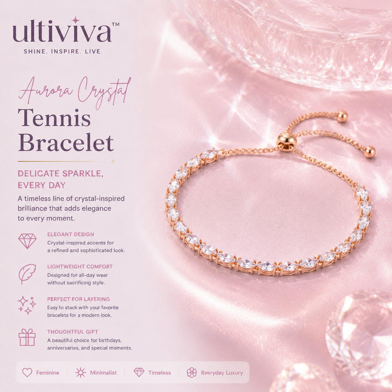 Ultiviva™ Aurora Crystal Tennis Bracelet